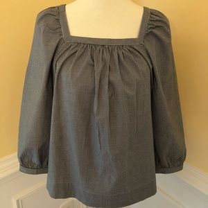 J Crew black and white gingham blouse